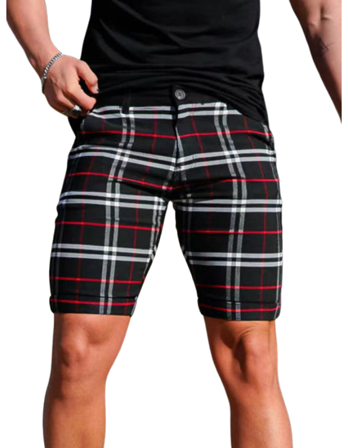 SHOPIQAT Men's Skinny Plaid Plus Size Casual Shorts - Premium from shopiqat - Just $7.200! Shop now at shopiqat